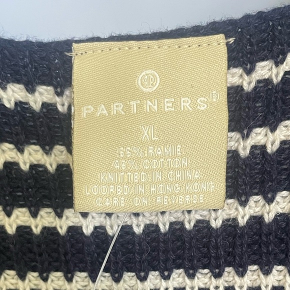 NWT Vintage Partners XL Navy White Striped Knit Tank Top Cotton blend Scoop Neck - Picture 5 of 9